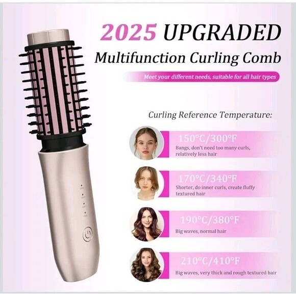 Cordless Hair Curling Iron Brush, Mini Travel Hot Straightener Comb, 3-in-1... - Picture 3 of 7